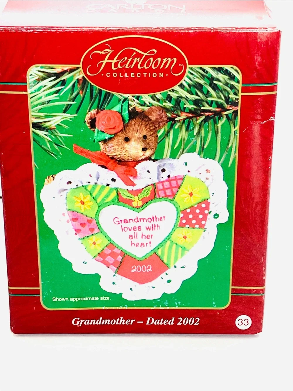 Carlton Cards 2002 Heirloom Grandmother Loves With All Her Heart Ornament Bear